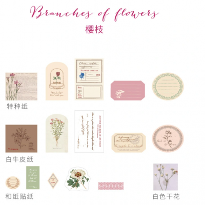 DecorMe Sticker hoa khô vintage trang trí sổ tay bullet journal (set 30 pcs)