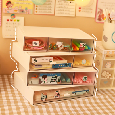 NGĂN tủ trong suốt chia ô có thể xếp chồng lên nhau thành tủ mini trang trí bàn học