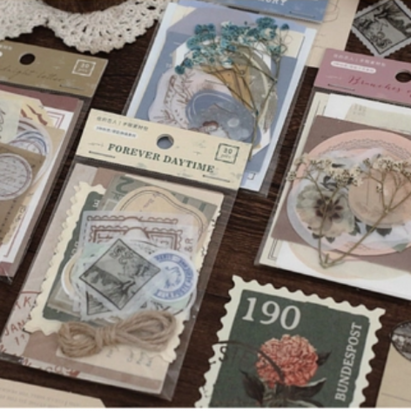 DecorMe Sticker hoa khô vintage trang trí sổ tay bullet journal (set 30 pcs)